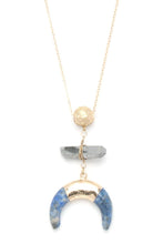 Load image into Gallery viewer, Double horn natural stone pendant necklace