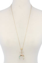 Load image into Gallery viewer, Double horn natural stone pendant necklace