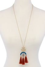 Load image into Gallery viewer, Half circle metal tassel pendant necklace