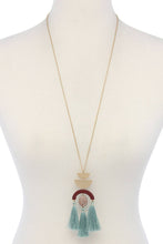 Load image into Gallery viewer, Half circle metal tassel pendant necklace