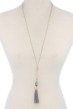 Load image into Gallery viewer, Cut Out Long Oval Bead Tassel Pendant Necklace