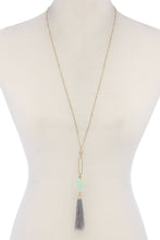 Load image into Gallery viewer, Cut Out Long Oval Bead Tassel Pendant Necklace