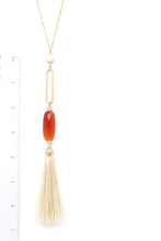 Load image into Gallery viewer, Cut Out Long Oval Bead Tassel Pendant Necklace