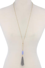 Load image into Gallery viewer, Cut Out Long Oval Bead Tassel Pendant Necklace