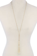 Load image into Gallery viewer, Cut Out Long Oval Bead Tassel Pendant Necklace