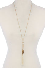 Load image into Gallery viewer, Cut Out Long Oval Bead Tassel Pendant Necklace