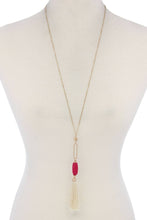 Load image into Gallery viewer, Cut Out Long Oval Bead Tassel Pendant Necklace