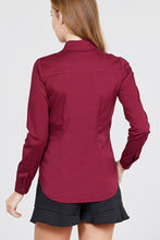 Load image into Gallery viewer, Long Sleeve Princess Line One Side Pocket Button Down Woven Shirts