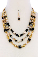 Load image into Gallery viewer, Multi Beaded Three Layer Necklace And Earring Set