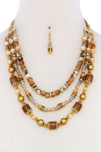 Load image into Gallery viewer, Multi Beaded Three Layer Necklace And Earring Set