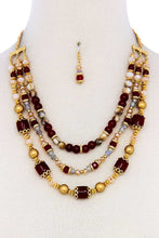 Load image into Gallery viewer, Multi Beaded Three Layer Necklace And Earring Set