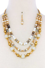 Load image into Gallery viewer, Multi Beaded Three Layer Necklace And Earring Set
