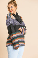 Load image into Gallery viewer, Multicolor Striped Fuzzy Knit Long Sleeve Pullover