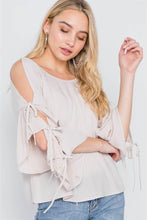Load image into Gallery viewer, Oatmeal Self-tie Long Bell Sleeves Top