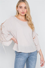 Load image into Gallery viewer, Oatmeal Self-tie Long Bell Sleeves Top