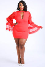 Load image into Gallery viewer, Tiered Mesh Sleeve Dress