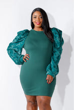 Load image into Gallery viewer, Faux Fur Power Shoulder Dress
