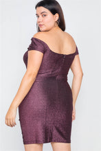 Load image into Gallery viewer, Plus Size Ruched Draw String Center Mini Glitter Dress