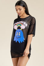 Load image into Gallery viewer, Short Sleeve Mesh Tunic Dress With Sequence Patch On The Front