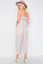 Load image into Gallery viewer, Multi Stripe Ribbon Shaped Front Smocking Back Jumpsuit