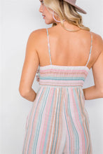 Load image into Gallery viewer, Multi Stripe Ribbon Shaped Front Smocking Back Jumpsuit