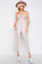 Load image into Gallery viewer, Multi Stripe Ribbon Shaped Front Smocking Back Jumpsuit