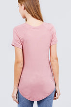 Load image into Gallery viewer, Short Raglan Sleeve Round Neck W/pocket Rayon Spandex Top