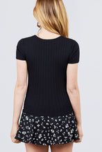 Load image into Gallery viewer, Short Sleeve W/lace Trim Detail Crew Neck Pointelle Knit Top