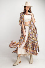 Load image into Gallery viewer, Rayon Challis Ruffle Bottom Maxi Open Kimono