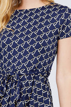 Load image into Gallery viewer, Short Sleeve Round Neck W/belt Peplum Print Dty Top