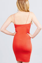 Load image into Gallery viewer, Straight Neck Cami Elastic String Heavy Rib Mini Dress