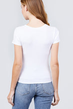 Load image into Gallery viewer, Short Sleeve V-neck W/button Detail Rib Knit Top