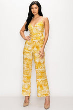 Load image into Gallery viewer, Tropical Leaf Print Tie Waist Jumpsuit