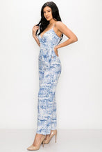 Load image into Gallery viewer, Tropical Leaf Print Tie Waist Jumpsuit