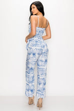 Load image into Gallery viewer, Tropical Leaf Print Tie Waist Jumpsuit