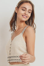 Load image into Gallery viewer, Knit Laced Buttoned Shoulder Strap Top