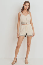 Load image into Gallery viewer, Knit Laced Buttoned Shoulder Strap Top