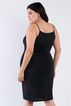 Load image into Gallery viewer, Plus Size V-neck Solid Cami Satin Mini Dress