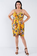 Load image into Gallery viewer, Plus Size Floral Surplice Tulip Mini Dress