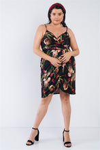 Load image into Gallery viewer, Plus Size Floral Surplice Tulip Mini Dress