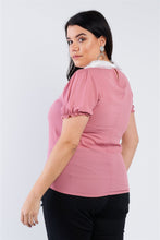 Load image into Gallery viewer, Plus Size Chiffon Embellished Peter Pan Collar Top