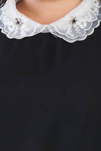 Load image into Gallery viewer, Plus Size Chiffon Embellished Peter Pan Collar Top
