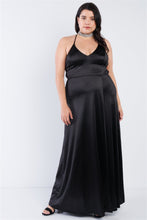 Load image into Gallery viewer, Plus Size Satin Open Criss Cross Back Maxi Dress