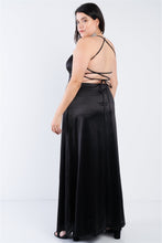 Load image into Gallery viewer, Plus Size Satin Open Criss Cross Back Maxi Dress