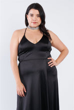 Load image into Gallery viewer, Plus Size Satin Open Criss Cross Back Maxi Dress