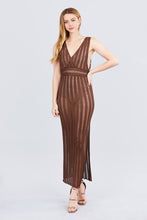 Load image into Gallery viewer, Sleeveless V-neck Side One Side Slit Long Knit Dress