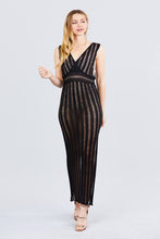 Load image into Gallery viewer, Sleeveless V-neck Side One Side Slit Long Knit Dress