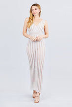 Load image into Gallery viewer, Sleeveless V-neck Side One Side Slit Long Knit Dress