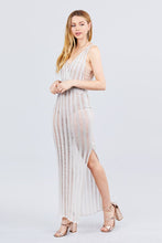 Load image into Gallery viewer, Sleeveless V-neck Side One Side Slit Long Knit Dress