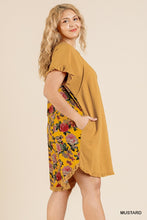 Load image into Gallery viewer, Short Sleeve Round Neck Dress With Floral Print Back And High Low Scoop Ruffle Hem